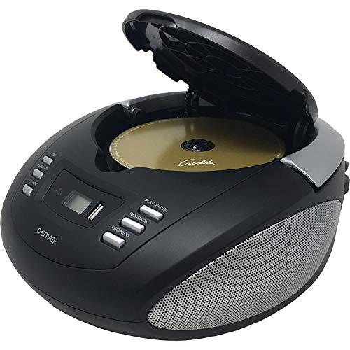 Silber Denver TCU-211 Tragbare Stereo Boombox mit USB Weiß CD-Player und MP3-Unterstützung FM-Radio 